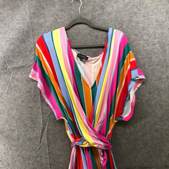 Eloquii Cross Front Flutter Sleeve Dress 24 (3X) Multicolor V-Neck A-Line - Picture 3 of 8